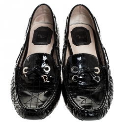 Pre Owned حذاء لوفرز ديور جلد لامع كاناج أسود مقاس 37