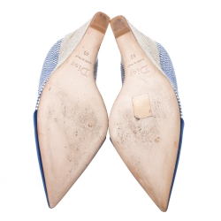 Pre Owned حذاء كعب عالي ديور دولسي فيتا كانفاس مونوكرومي مغزول مقدمة مدببة كعب روكي إسبادريل مقاس 40