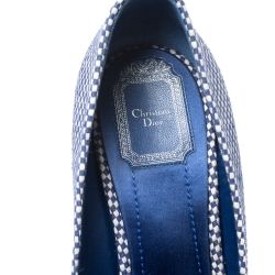 Pre Owned حذاء كعب عالي ديور دولسي فيتا كانفاس مونوكرومي مغزول مقدمة مدببة كعب روكي إسبادريل مقاس 40