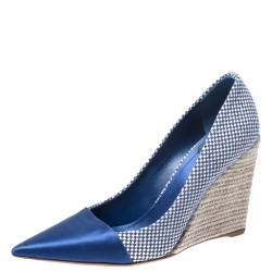 Pre Owned حذاء كعب عالي ديور دولسي فيتا كانفاس مونوكرومي مغزول مقدمة مدببة كعب روكي إسبادريل مقاس 40