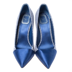 Pre Owned حذاء كعب عالي ديور دولسي فيتا كانفاس مونوكرومي مغزول مقدمة مدببة كعب روكي إسبادريل مقاس 40