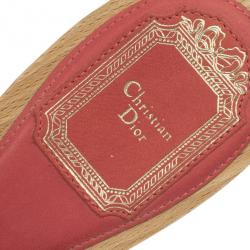 Pre Owned Christian Dior Pink Leather CD Wooden Mules Size 38