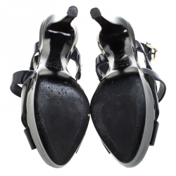 Dior Two Tone Patent Leather Criss Cross Platform Sandals Size 37