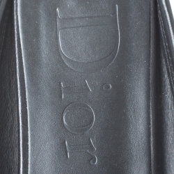 Pre Owned Dior Black Monogram Canvas And Leather Pointed Toe Loafer Flats Size 39.5