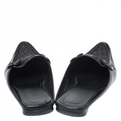 Pre Owned Dior Black Monogram Canvas And Leather Pointed Toe Loafer Flats Size 39.5