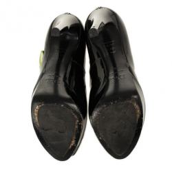 Pre Owned Christian Dior Black Patent Miss Dior Peep Toe Platform Pumps Size 38.5