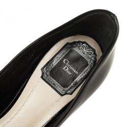 Pre Owned Christian Dior Black Patent Miss Dior Peep Toe Platform Pumps Size 38.5