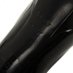 Pre Owned Christian Dior Black Patent Miss Dior Peep Toe Platform Pumps Size 38.5