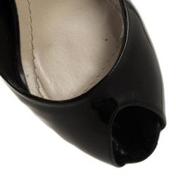 Pre Owned Christian Dior Black Patent Miss Dior Peep Toe Platform Pumps Size 38.5