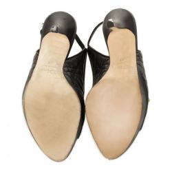 مملوكة مسبقًا Christian Dior Black Quilted Cannage Slingback Sandals Size 37.5