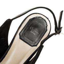 مملوكة مسبقًا Christian Dior Black Quilted Cannage Slingback Sandals Size 37.5