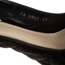 مملوكة مسبقًا Christian Dior Black Quilted Cannage Slingback Sandals Size 37.5