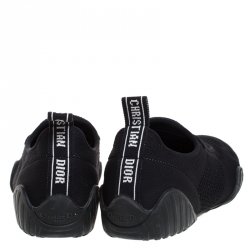 Pre Owned Dior Black Stretch Knit Fabric D-Fence Slip-On Sneakers Size 38.5