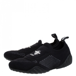 Pre Owned Dior Black Stretch Knit Fabric D-Fence Slip-On Sneakers Size 38.5
