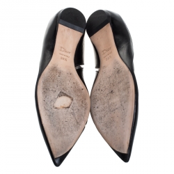 Pre Owned Dior Black Leather and PVC Dior Wave Pointed Toe Ballet Flats Size 38.5