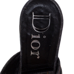 Dior Tri Color Leather and Canvas Open Toe Platform Wedge Sandals Size 39