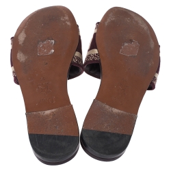 Pre Owned Dior Brown/Beige Cotton Fabric Dway Flat Slides Size 36