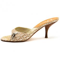 Pre Owned Christian Dior Diorissimo Padlock Key Mules Size 40.5