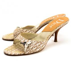 Pre Owned Christian Dior Diorissimo Padlock Key Mules Size 40.5