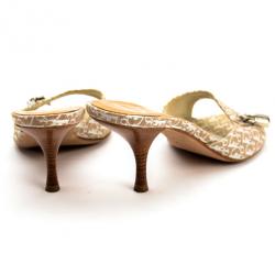 Pre Owned Christian Dior Diorissimo Padlock Key Mules Size 40.5