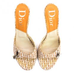 Pre Owned Christian Dior Diorissimo Padlock Key Mules Size 40.5