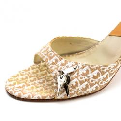 Pre Owned Christian Dior Diorissimo Padlock Key Mules Size 40.5