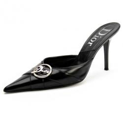 Pre Owned Christian Dior Black Pointed Toe 'Diva' Mules Size 39