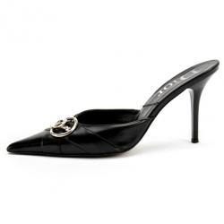 Pre Owned Christian Dior Black Pointed Toe 'Diva' Mules Size 39