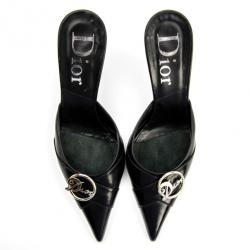 Pre Owned Christian Dior Black Pointed Toe 'Diva' Mules Size 39