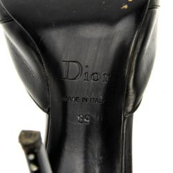 Pre Owned Christian Dior Black Pointed Toe 'Diva' Mules Size 39