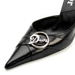 Pre Owned Christian Dior Black Pointed Toe 'Diva' Mules Size 39