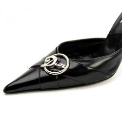 Pre Owned Christian Dior Black Pointed Toe 'Diva' Mules Size 39