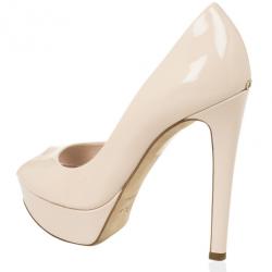 مملوكة مسبقًا Christian Dior Rose Pink Patent Leather 'Miss Dior' Peep Toe Platform Pumps Size 37