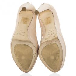 مملوكة مسبقًا Christian Dior Rose Pink Patent Leather 'Miss Dior' Peep Toe Platform Pumps Size 37