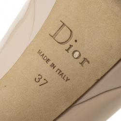 مملوكة مسبقًا Christian Dior Rose Pink Patent Leather 'Miss Dior' Peep Toe Platform Pumps Size 37