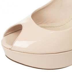 مملوكة مسبقًا Christian Dior Rose Pink Patent Leather 'Miss Dior' Peep Toe Platform Pumps Size 37