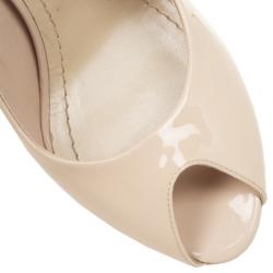 مملوكة مسبقًا Christian Dior Rose Pink Patent Leather 'Miss Dior' Peep Toe Platform Pumps Size 37