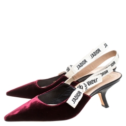 مملوكة مسبقًا صندل ديور مقدمة مدببة فتحة كعب جادور قطيفة عنابي مقاس38