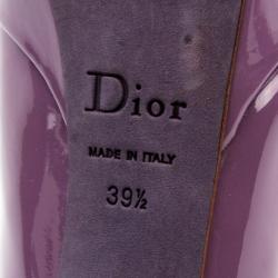 Pre Owned Christian Dior Purple Patent 'Miss Dior' Peep Toe Platform Pumps Size 39.5