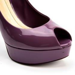 Pre Owned Christian Dior Purple Patent 'Miss Dior' Peep Toe Platform Pumps Size 39.5