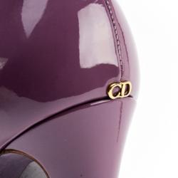 Pre Owned Christian Dior Purple Patent 'Miss Dior' Peep Toe Platform Pumps Size 39.5