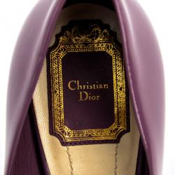 Pre Owned Christian Dior Purple Patent 'Miss Dior' Peep Toe Platform Pumps Size 39.5