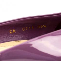 Pre Owned Christian Dior Purple Patent 'Miss Dior' Peep Toe Platform Pumps Size 39.5