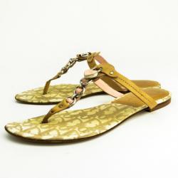 مملوكة مسبقًا Christian Dior Beige Romantique Thong Flat Sandals Size 36