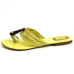 Pre Owned Christian Dior Beige Strappy Serpent Toe Ring Flats Sandals Size 36.5