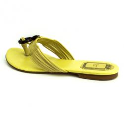 Pre Owned Christian Dior Beige Strappy Serpent Toe Ring Flats Sandals Size 36.5