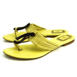 Pre Owned Christian Dior Beige Strappy Serpent Toe Ring Flats Sandals Size 36.5