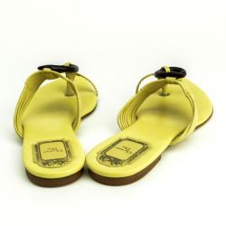 Pre Owned Christian Dior Beige Strappy Serpent Toe Ring Flats Sandals Size 36.5