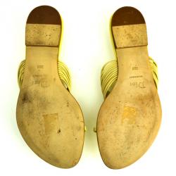 Pre Owned Christian Dior Beige Strappy Serpent Toe Ring Flats Sandals Size 36.5