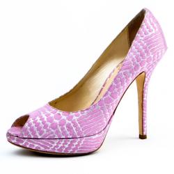 Pre Owned Christian Dior Pink Brocade Miss Dior Peep Toe Platform Pumps Size 36